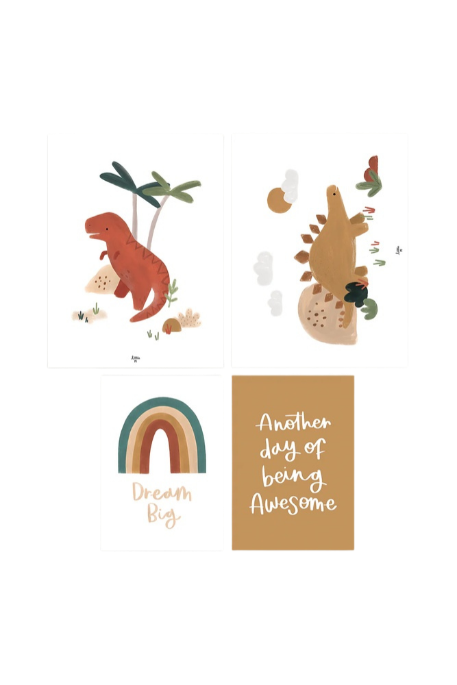Set de 4 láminas dinosaures & co