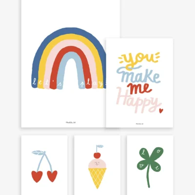 Set de 5 láminas arc-en-ciel