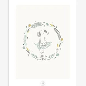 Lámina cacatoès et feuilles