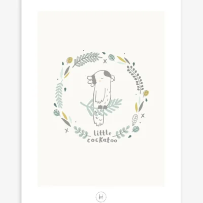 Lámina cacatoès et feuilles