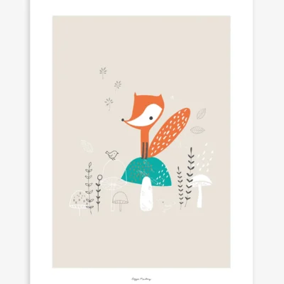 Lámina renard et champignons