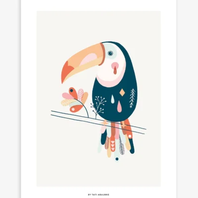 Lámina toucan sur sa branche