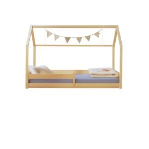 Cama casita D lateral (CB) - Blanco/Barniz