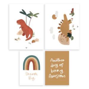 Set de 4 láminas dinosaures & co