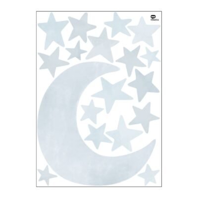 Adhesivo luna y estrellas acuarela