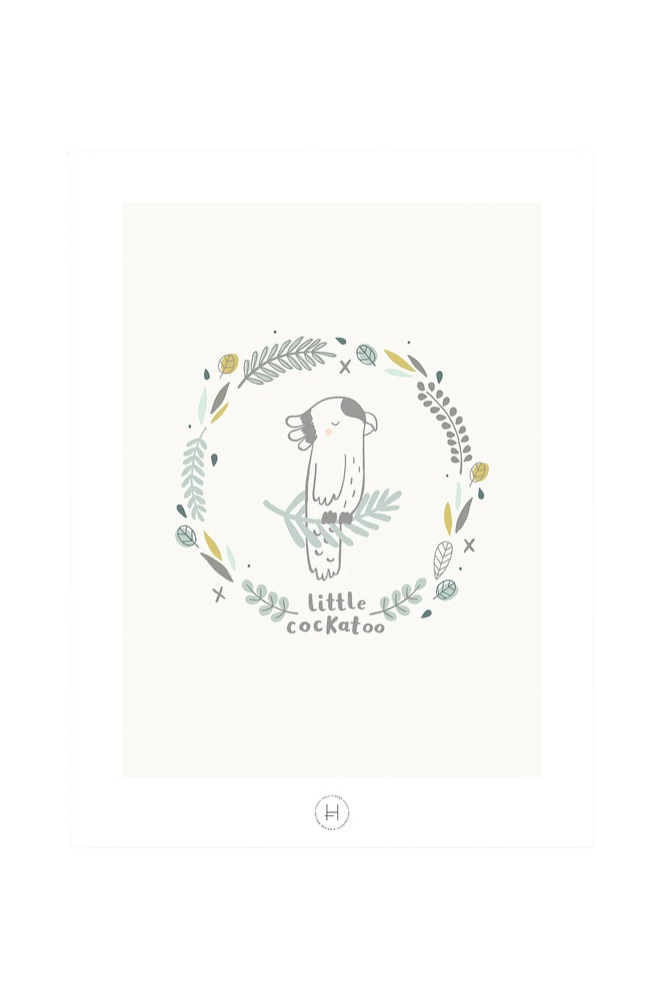 Lámina cacatoès et feuilles